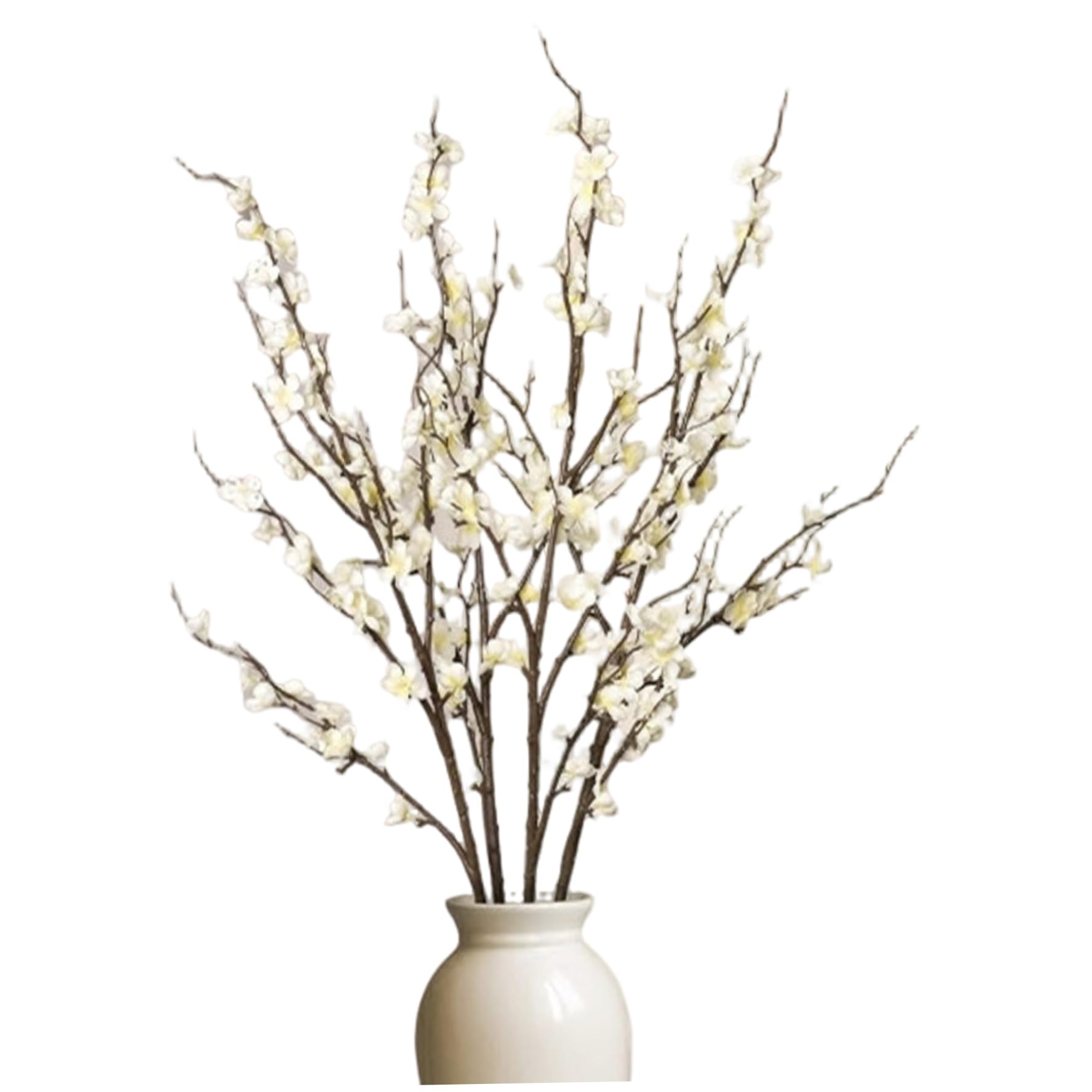 Hbbgdiy 4PCS Artificial Cherry Blossom Branches, Realistic Faux Floral Long Stem for Wedding, Party, Home, Garden & Store Décor, Spring Floral Arrangements, White