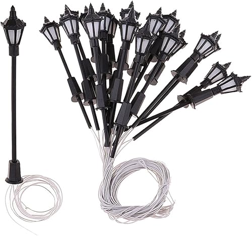 Miniatura 3 de Amagogo - 20 luces de calle en miniatura 1100 3 V HO, tren de ferrocarril, lámpara LED, poste de una sola cabeza, decoración de paisaje de jardín