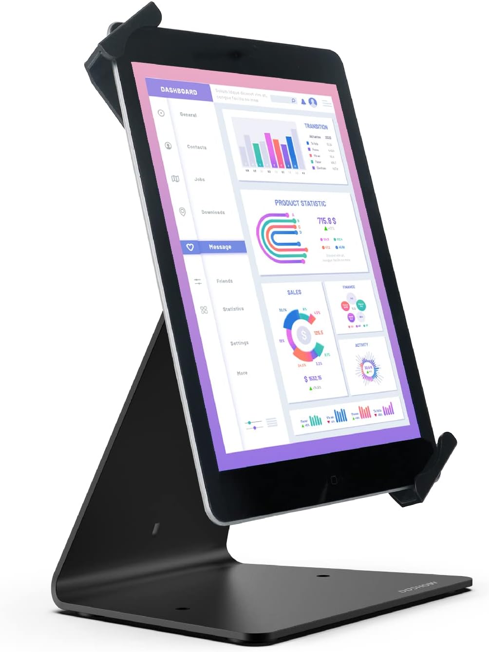 Desktop Anti-Theft Security Kiosk Stand Holder Enclosure for Most 8 to 10.1 Inch,& for 10.2",10.5",10.9",11" iPad with Lock and Key,Flip &360°Rotating Horizontal or Vertical Design… (Black)