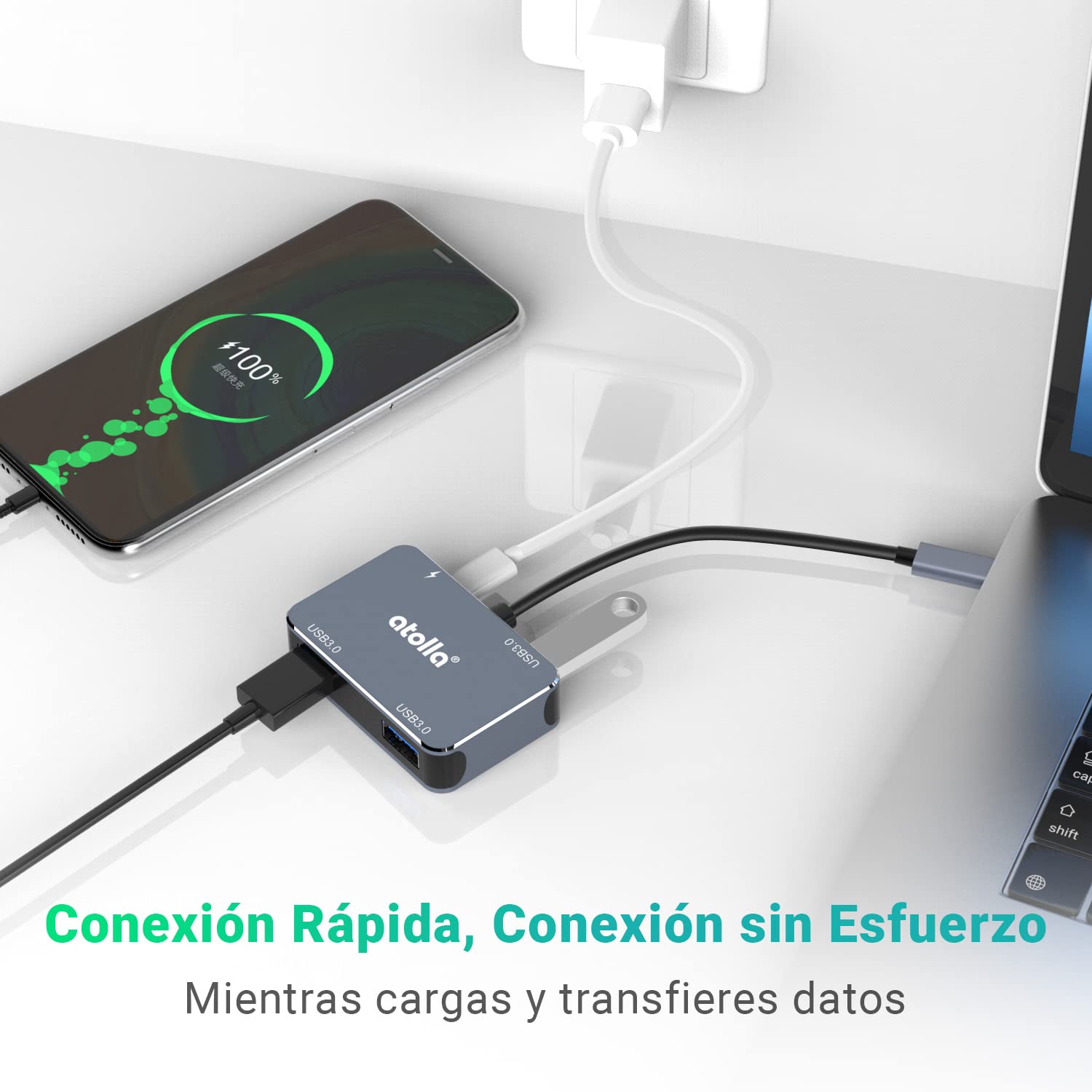 Lukyamzn USB C Hub 8 In 2 Multiport Adapter With USB 3.0, 3-USB 2.0, SD/TF Card Reader, Audio Port For MacBook Laptop