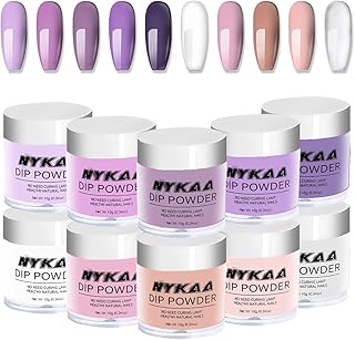 Sponsored Ad - 10 Box/Set Fine Dipping Powder Purple Clear French White Nude Colors Kit No Need Lamp Cure Dip Powder Nail...
