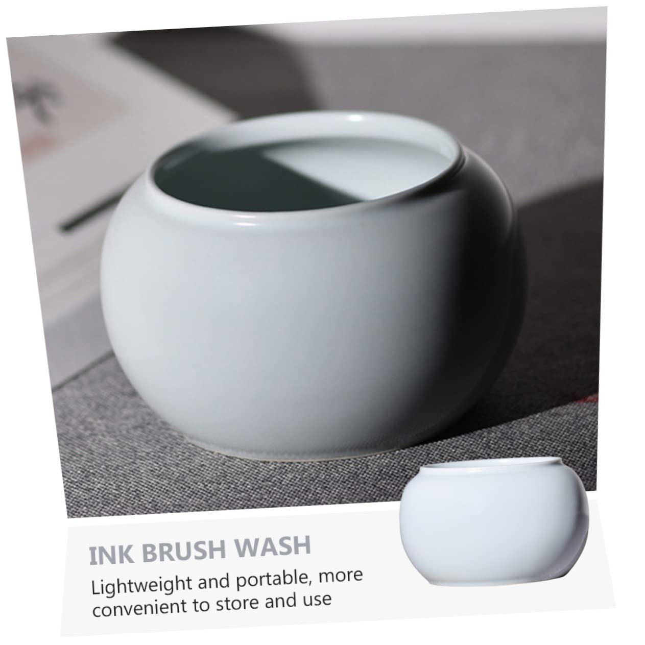 Lave-pinceaux à Encre en Céramique Blanc, Bol à Thé Portable Simple et Élégant, pour Cérémonie du Thé et Nettoyage d'encre