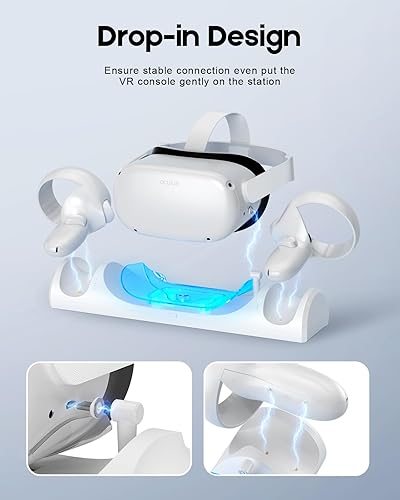 Miniatura 4 de BINBOK VR Base de carga para Quest 2 con luz LED estación de carga magnética para auriculares de realidad virtual y controladores táctiles con 2
