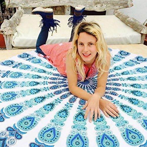 Grande Tapisserie Indienne Vintage - Mandala Imprimé - 95x77 Pouces