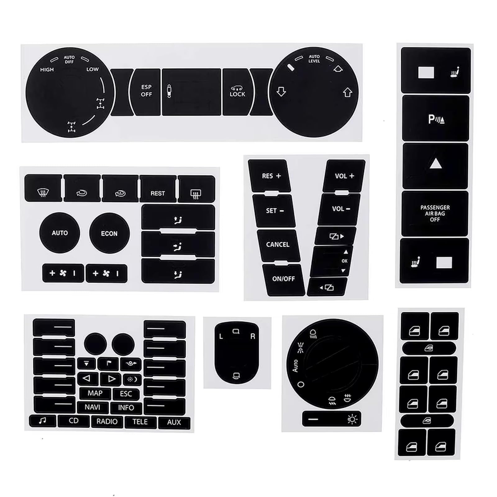 Wsbojxth One Color Repair Patch Compatible With Vw For Touareg 2004-2009 Auto Repair Stickers Decals Steering Wheel Windows Headlight Climate Switch Button Replacement