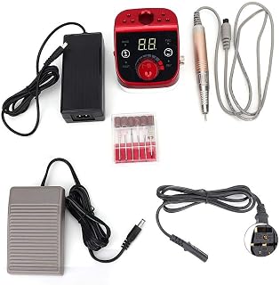 Broca de unha, máquina de furadeiras elétricas para unhas de gel acrílico, máquina de polimento de moagem de unhas de 35.000rpm, ferramenta elétrica de perfuração de unhas ferramentas de manicure para uso em salão doméstico (vermelho)