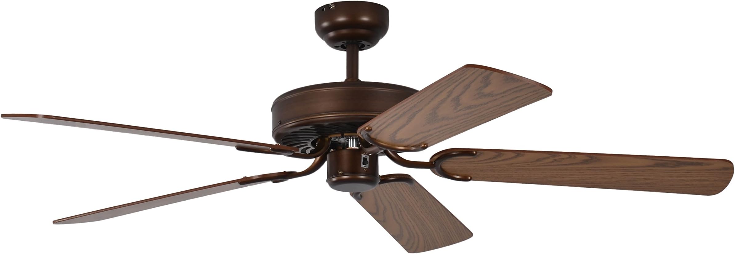 Potkuri 52 inch / 132 cm Ceiling Fan without Lights in Aged Bronze with Pull Cord and Blades Oak