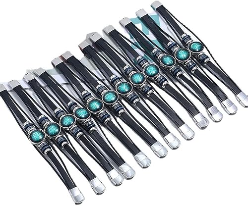 Miniatura 6 de 2 piezas de pulsera de cuero de constelación zodiacal multicapa hecha a mano con signos del zodiaco entrelazados para hombres y mujeres, joyería