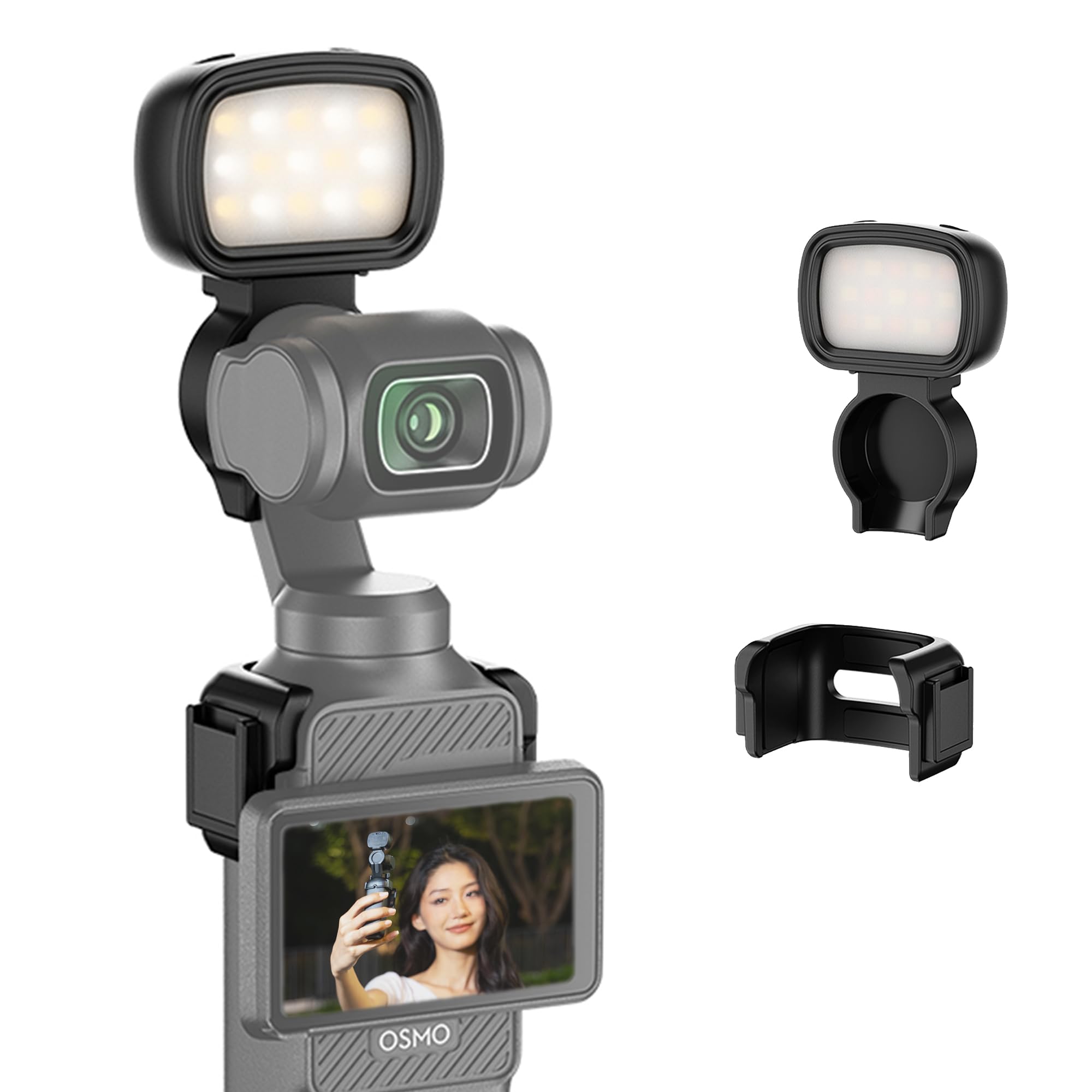 JJC Xtra Muse LED Light Compatible with DJI Osmo Pocket 3, Type-C Rechargeable Mini Video Light, 3 Color Modes/Brightness Adjustable for Pocket3