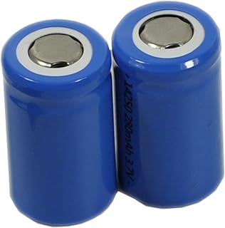 BTBAI 2X 14250 LS14250 CR14250 1/2 AA Battery top Flat Rechargeable 3.7V Li-ion for LED Flashlight Torch Headlamp Instrument and Equipment Tools 280mah