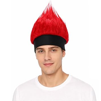 Red Funny Headband Wigs Hat for Adults Spirit Week Halloween Cosplay Sports Party Costume Wigs
