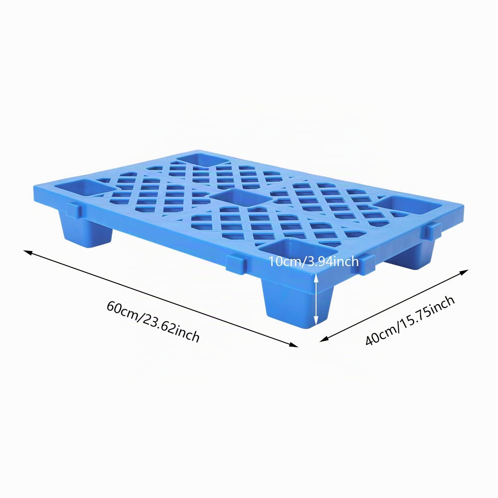 6 pallet in plastica interlocking pallet impilabili per il trasporto e la conservazione con 100 kg di capacità di carico per pallet per magazzini fabbriche (blu)