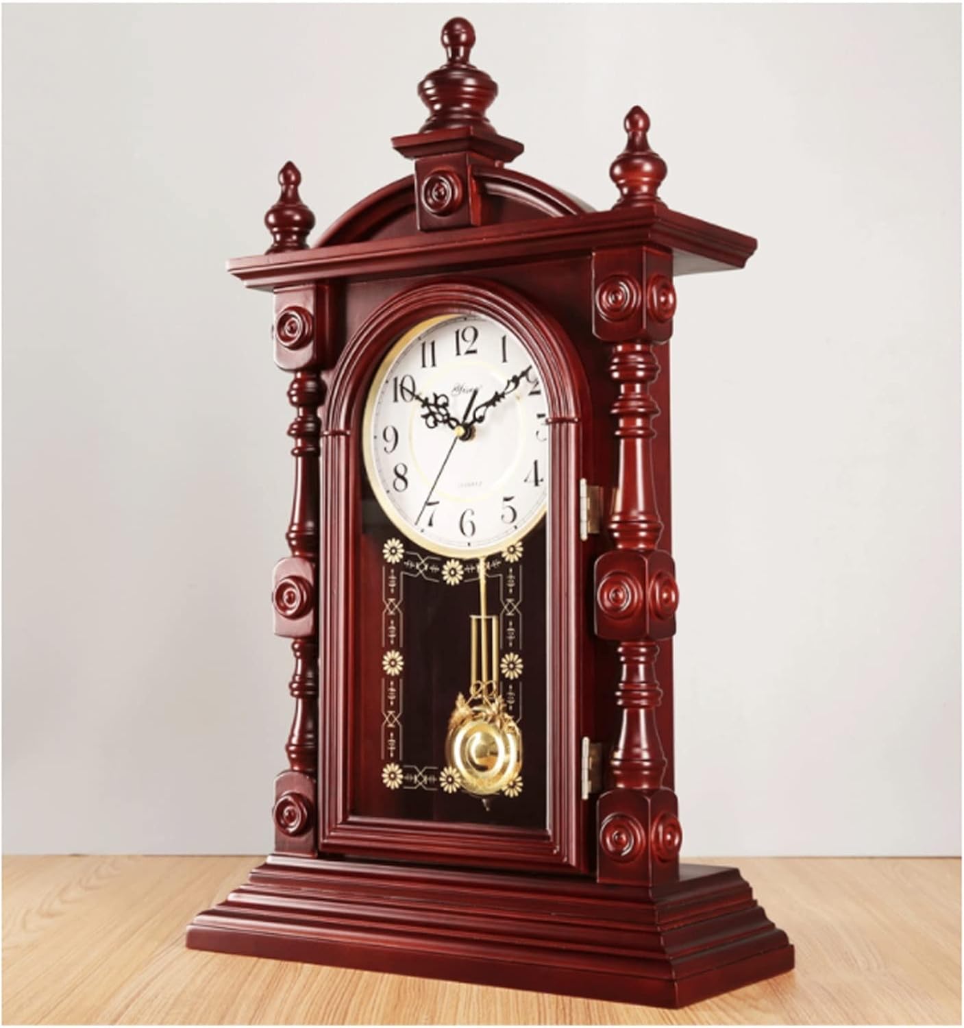Saturey Desk Clock Retro Chinese-Style Solid Wood Living Room Decoration Table Clock Large Silent Clock Old-Fashioned Household Clock Clock Decorative Mantel Clock