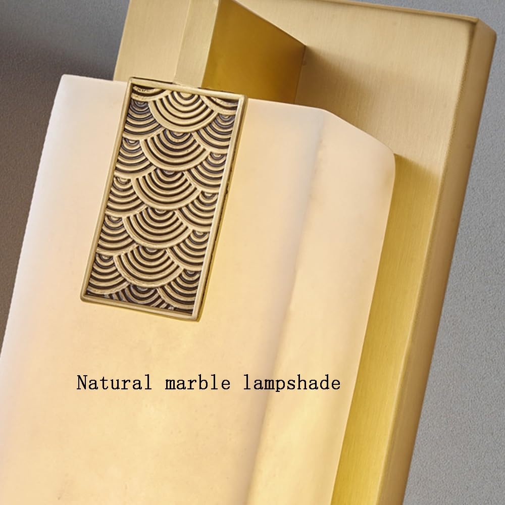 Lámpara de pared de mármol, aplique de pared de piedra natural, luces de pared doradas de alabastro, iluminación de montaje en pared for tocador con acabado de latón for sala de estar, dormitorio, bañ