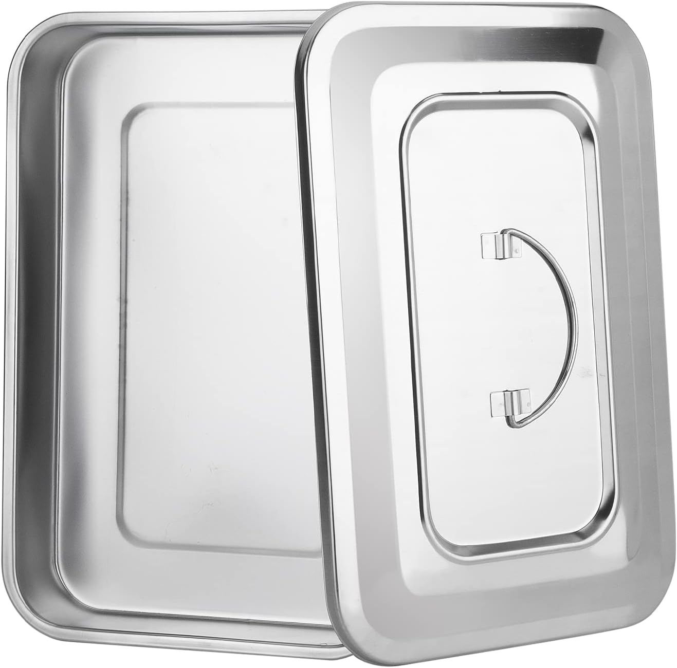 Stainless Steel Tray with Lid, Medical Multifunction Sterilization Organizer for Dental Lab and Tattoo Large Surgical Instrument Holder with Lid and Handle