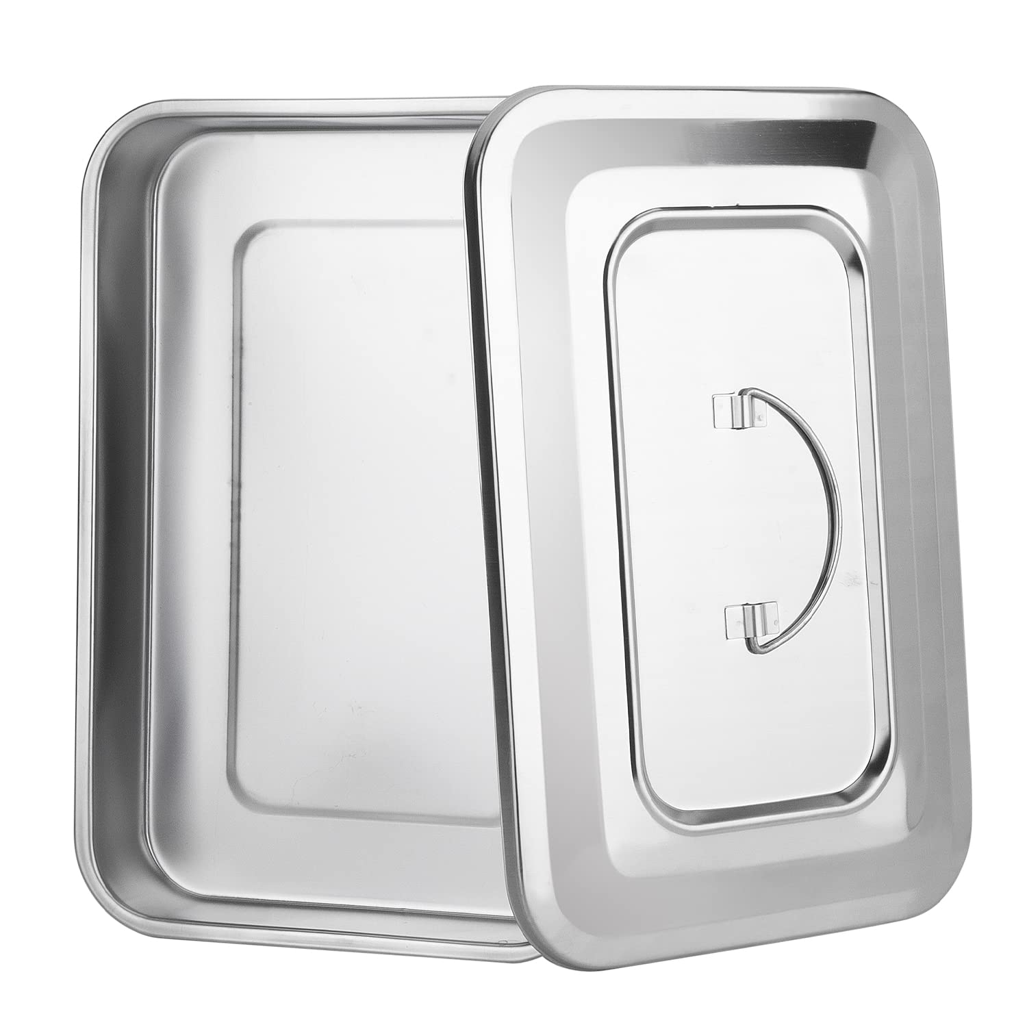 Stainless Steel Tray with Lid, Medical Multifunction Sterilization Organizer for Dental Lab and Tattoo Large Surgical Instrument Holder with Lid and Handle