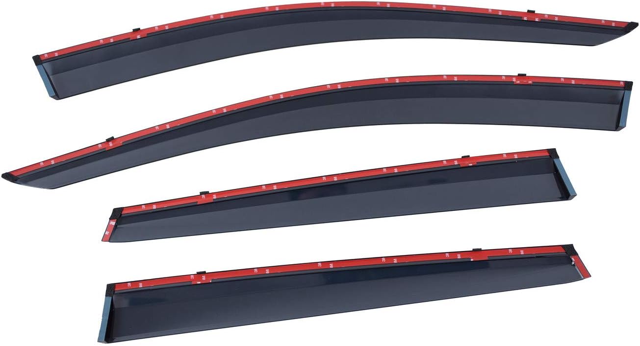 Window Visors Compatible with 17-22 CRV CR-V 4pcs Smoke Tint with Chrome Trim Outside Mount Tape On/Clip On Style PVC Sun Rain Guard Vent