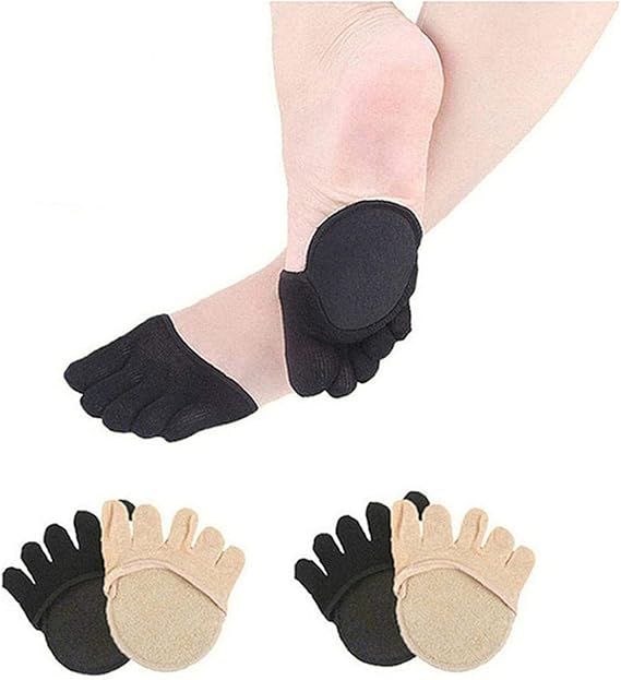 Amazon Eripro つま先 5本指 レディース 足指ソックス 足底クッション付き 滑り止め付つま先カバーソックス ブラック 肌色2足4枚セット 足裏汗取り 5本指 靴下 レッグウェア 通販