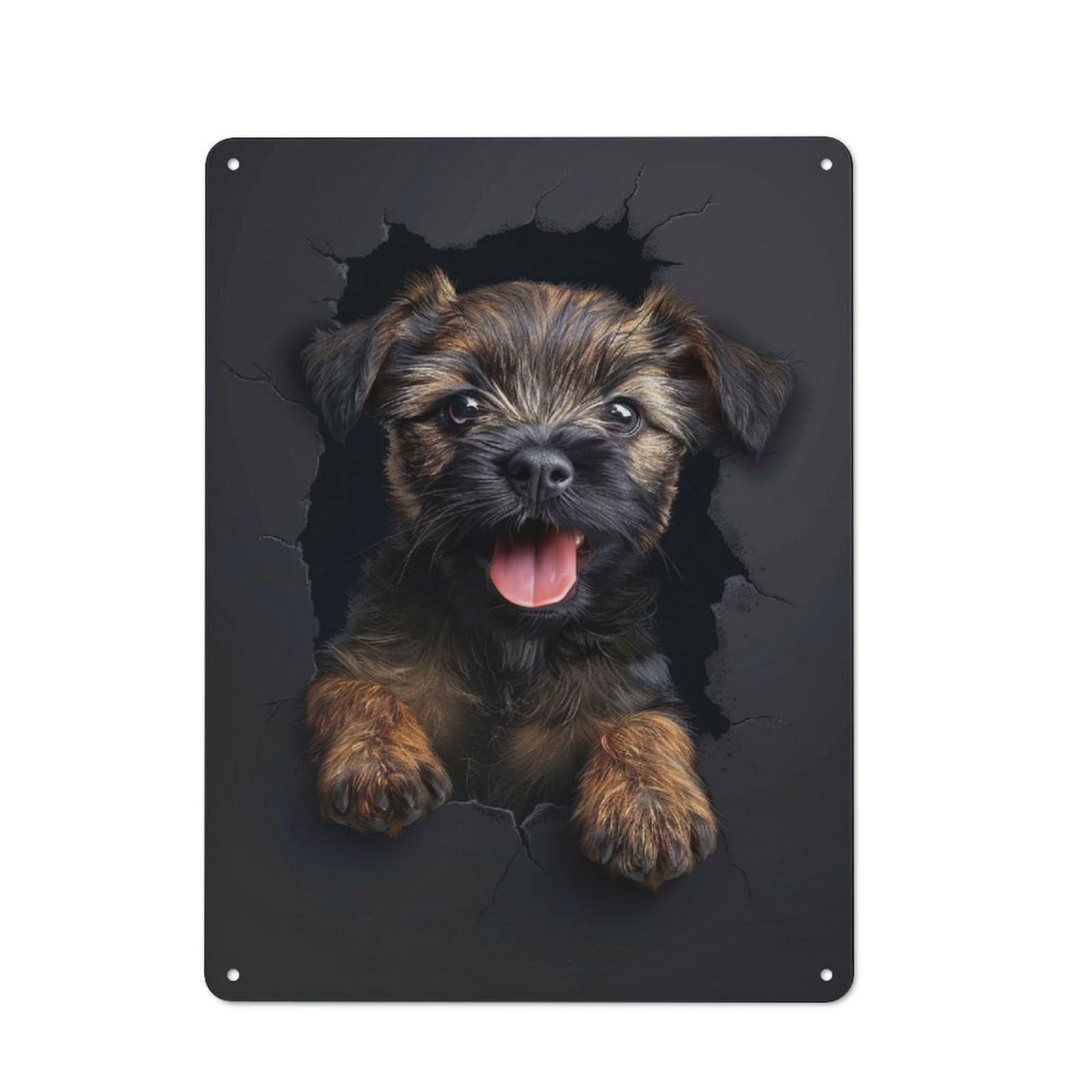 Junmoney Style-21 Tin Wall Plaque 40X30cm With Border Terrier(2) For Studio Or Craft Room, Suited To Studio Decor Lovers