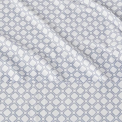 Image of Amazon Basics Ultra-Soft Lightweight Microfiber 4-Piece Bed Sheet Set with Flat Sheet and Fitted Sheet, Polyester, Machine Wash, Queen, Aqua, Printed
