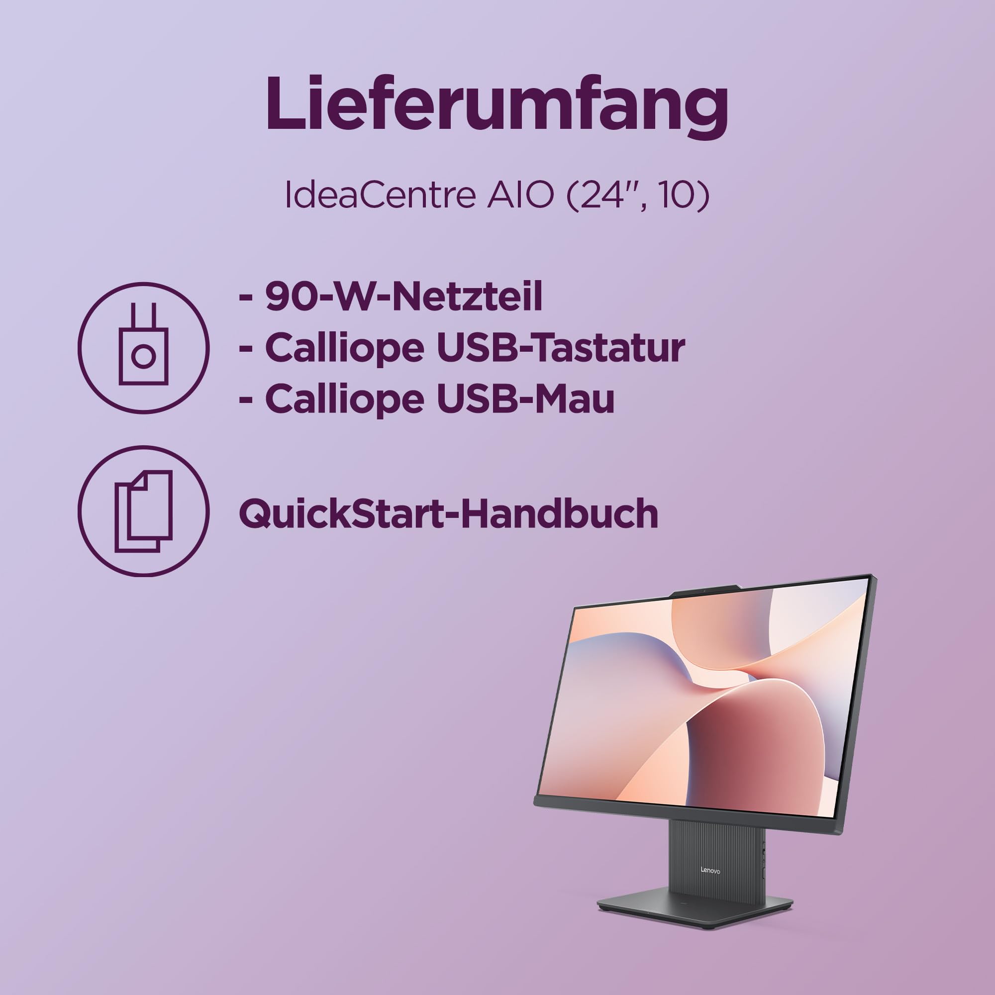 Lenovo IdeaCentre All-In-One PC | 23.8" Full HD Display | AMD Ryzen 5 220 | 16GB RAM | 1TB SSD | AMD Radeonn Grafik | Win11 | Inkl. USB Maus-Tastatur | Luna grau | 3 Monate Premium Care