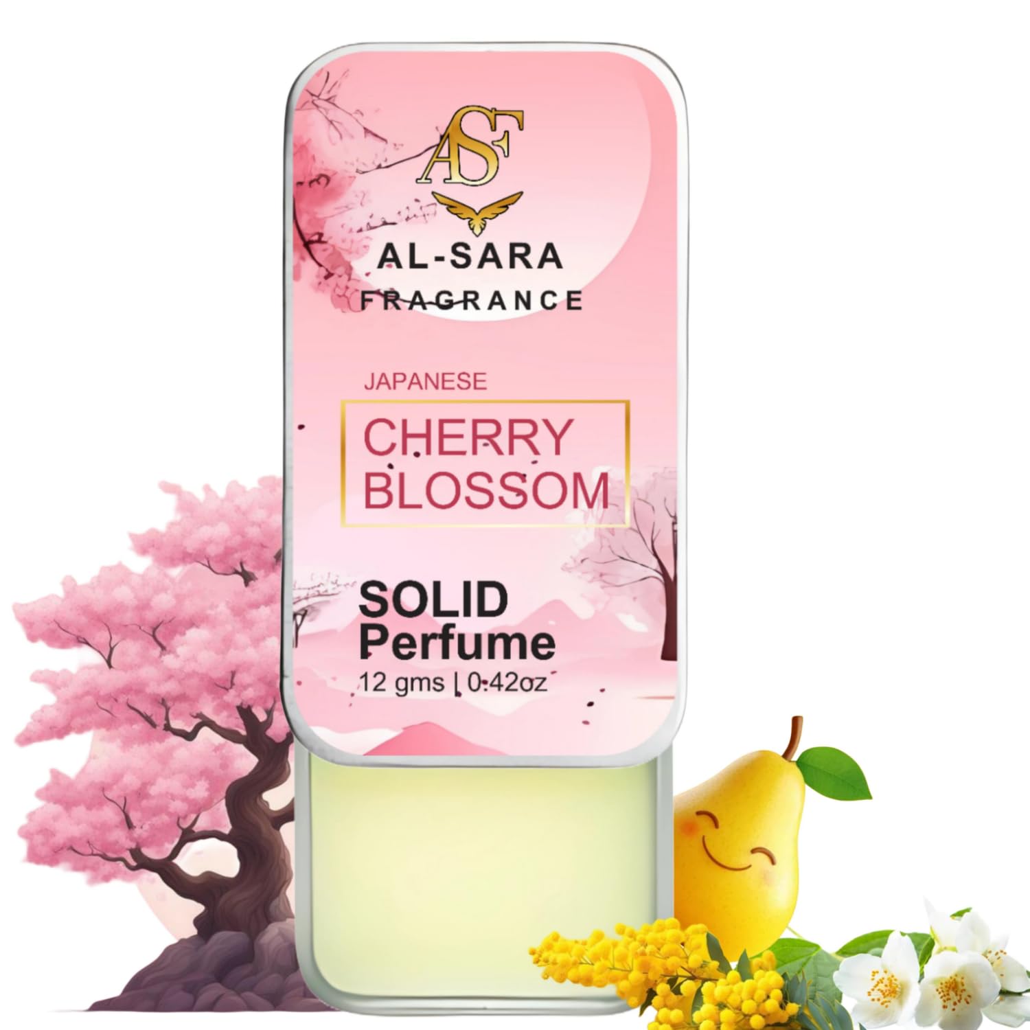 Al Sara Fragrance™ Japanese Cherry Blossom Solid Perfume | Alcohol-Free, Elegant Floral & Fruity Fragrance | 12g Non-Greasy Solid Perfume for Women | Long-Lasting & Timeless Scent