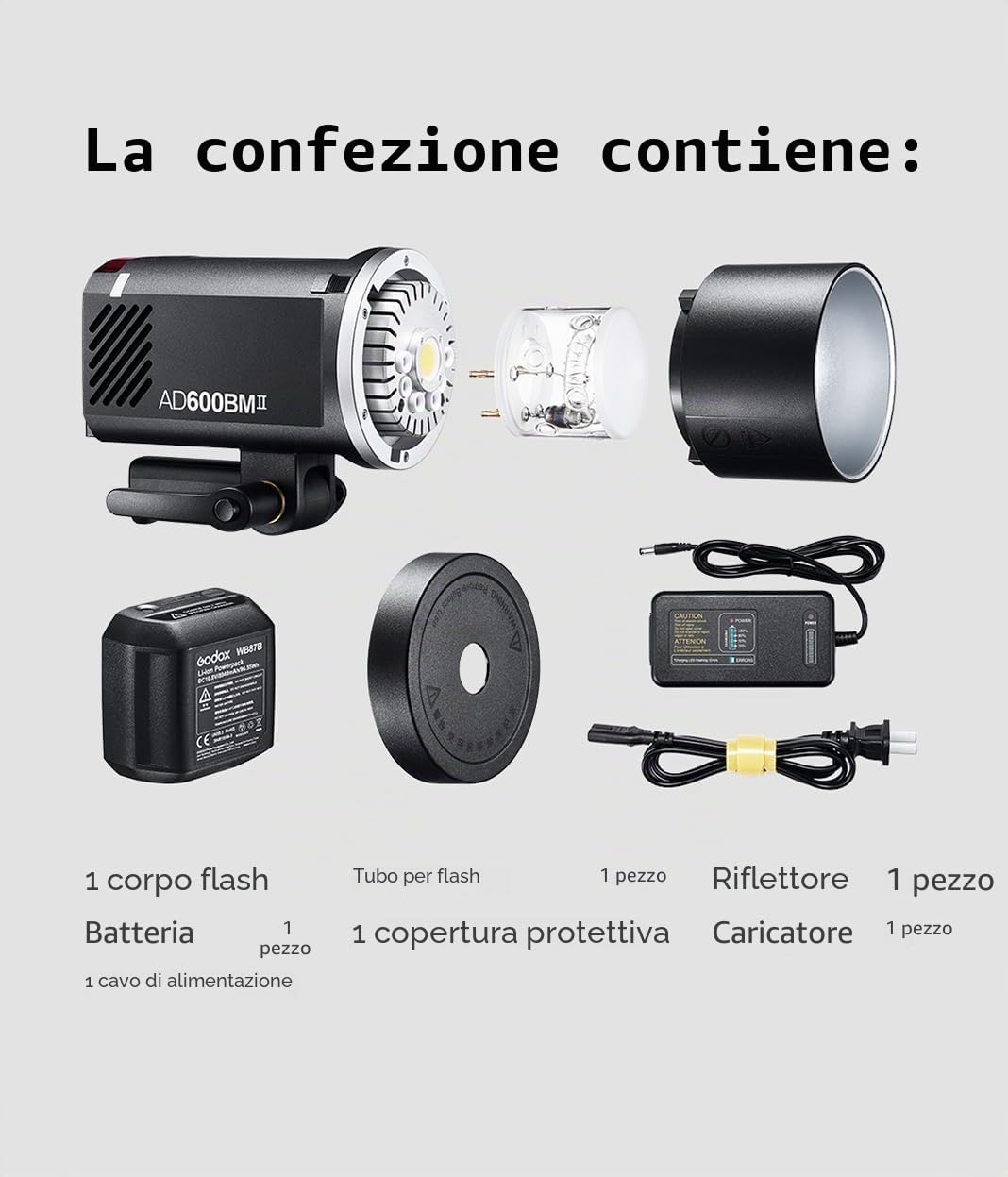 GODOX AD600BMII AD600 BM II 600 W Flash Bowens Mount Flash Speedlite per esterni, 2,4 G Wireless TTL 1/8000 s HSS, 0,01-1,9S Tempo di riciclaggio, 40 W, Luce di modellazione