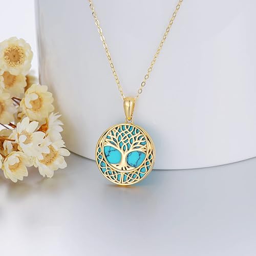 Miniatura 5 de GEHN Collar de oro de 14 quilates, colgante de oro real, joyería de Navidad, regalos para mujeres y niñas