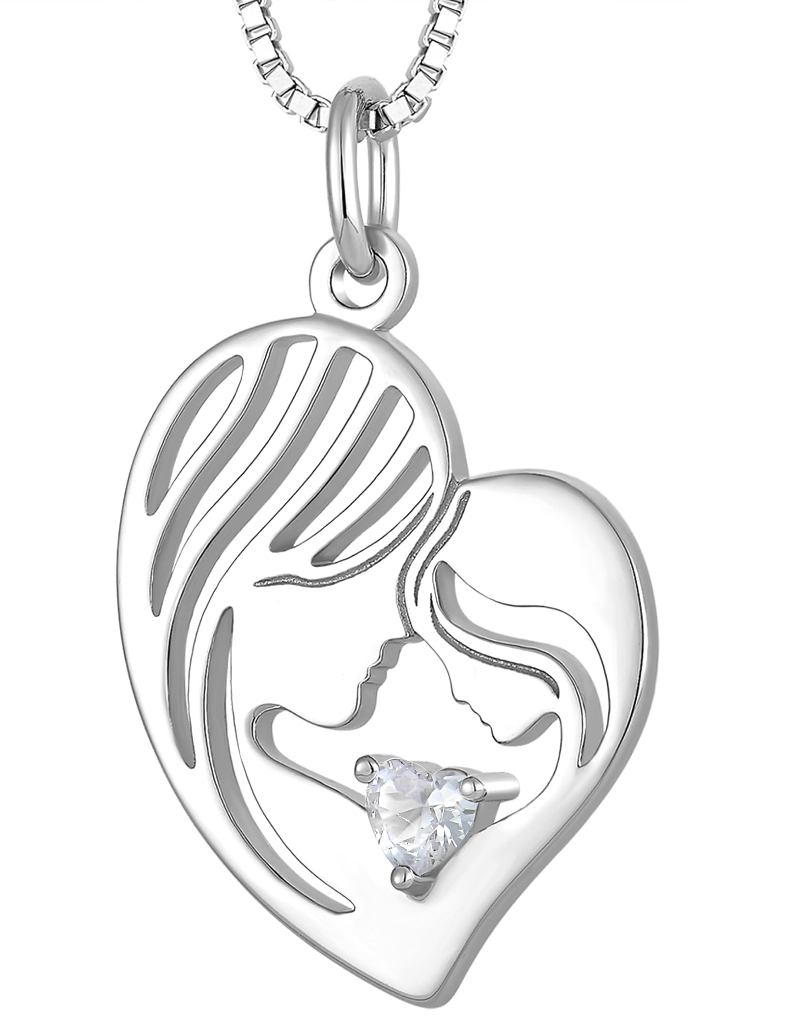 YL Mother Necklace for Women 925 Sterling Silver Mum Heart Pendant Birthstone Jewelry for Mom