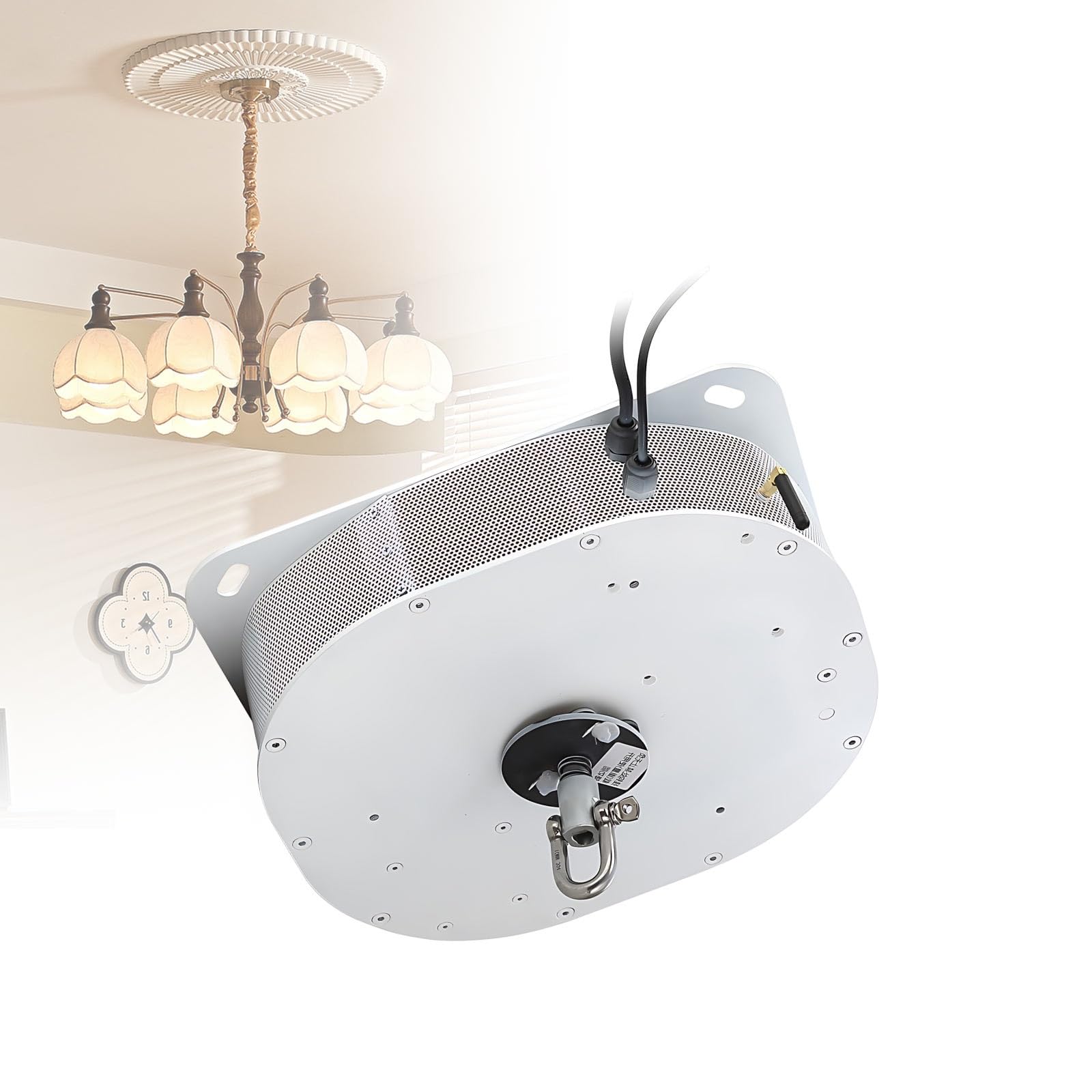 Treuil Eléctrico para Lámpara de Techo 100kg, Sistema de Elevación Motorizado 5m con Parada Automática Anticaídas, Elevador Profesional para Hogar y Hotel(330LBS-6M)