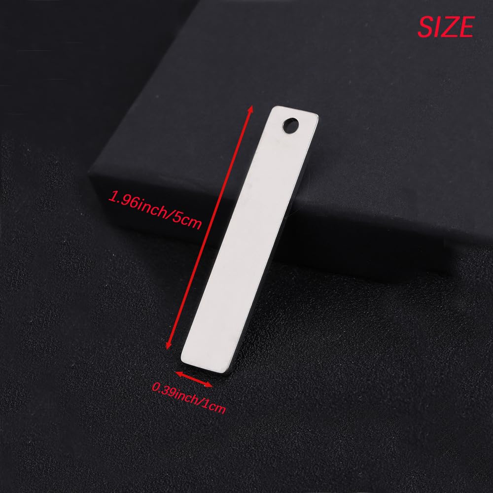 50 Pcs Engraving Rectangle Tags, Stainless Steel Rectangle Stamping Blanks for Jewelry Making Pet Tags Necklaces