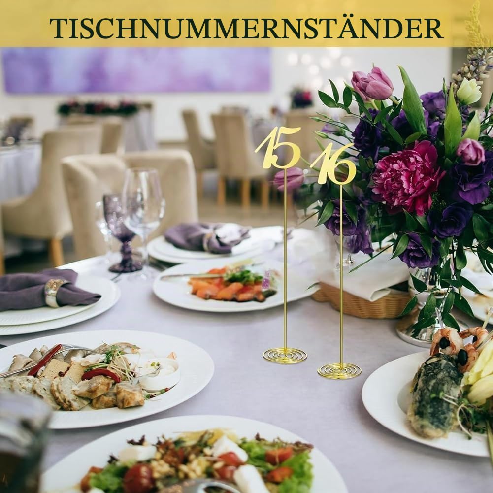 Metallische Tischnummern Party Tischnummern 1-20 für Hochzeitsempfang 12 mit Stabiler Halterungsbasis