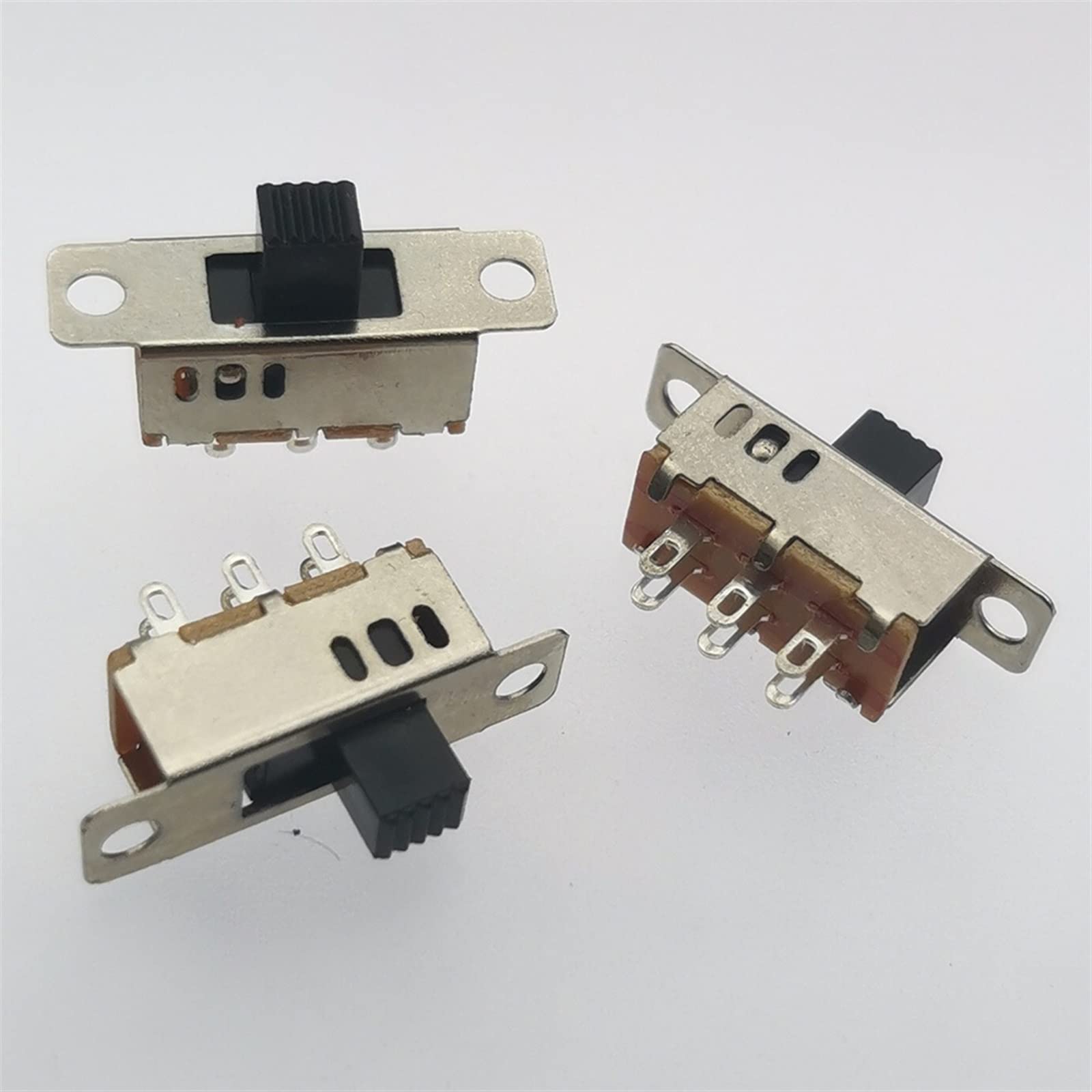 10 Uds On-Off 3 posiciones 6P PCB Panel interruptor deslizante Montaje en Panel interruptor deslizante Vertical 6 pines interruptor de palanca manija alta 5mm Microswitch