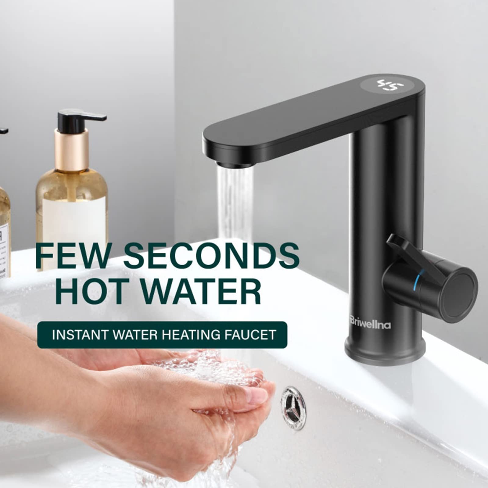 Rubinetto Elettrico per Acqua Calda 3KW, Rubinetto per lavandino del Bagno 2 in 1, rubinetti per Il Bagno, Rubinetto per Acqua Calda istantanea con Geyser per scaldabagno Senza Serbatoio, Rubinetto