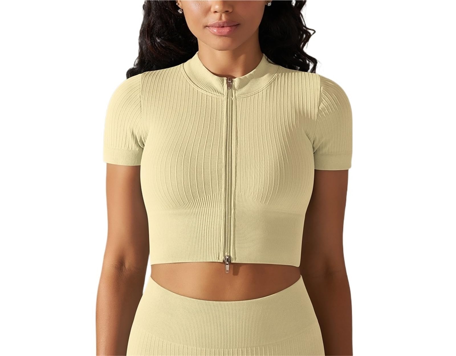 Donne Zip Fitness Yoga Shirt Sport T-Shirt Fitness Stretto Elastico Traspirante Sport Top Donna Abbigliamento Palestra Corsa Activewear