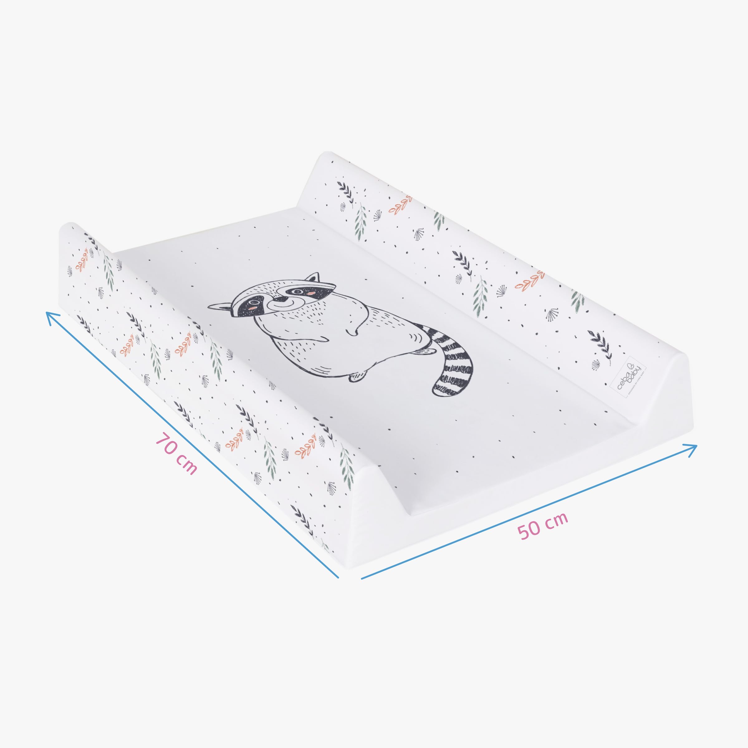 Soft Base Newborn Baby Changing Unit Mat with Raised Edges 50x70 cm (Raccoon) — view 4