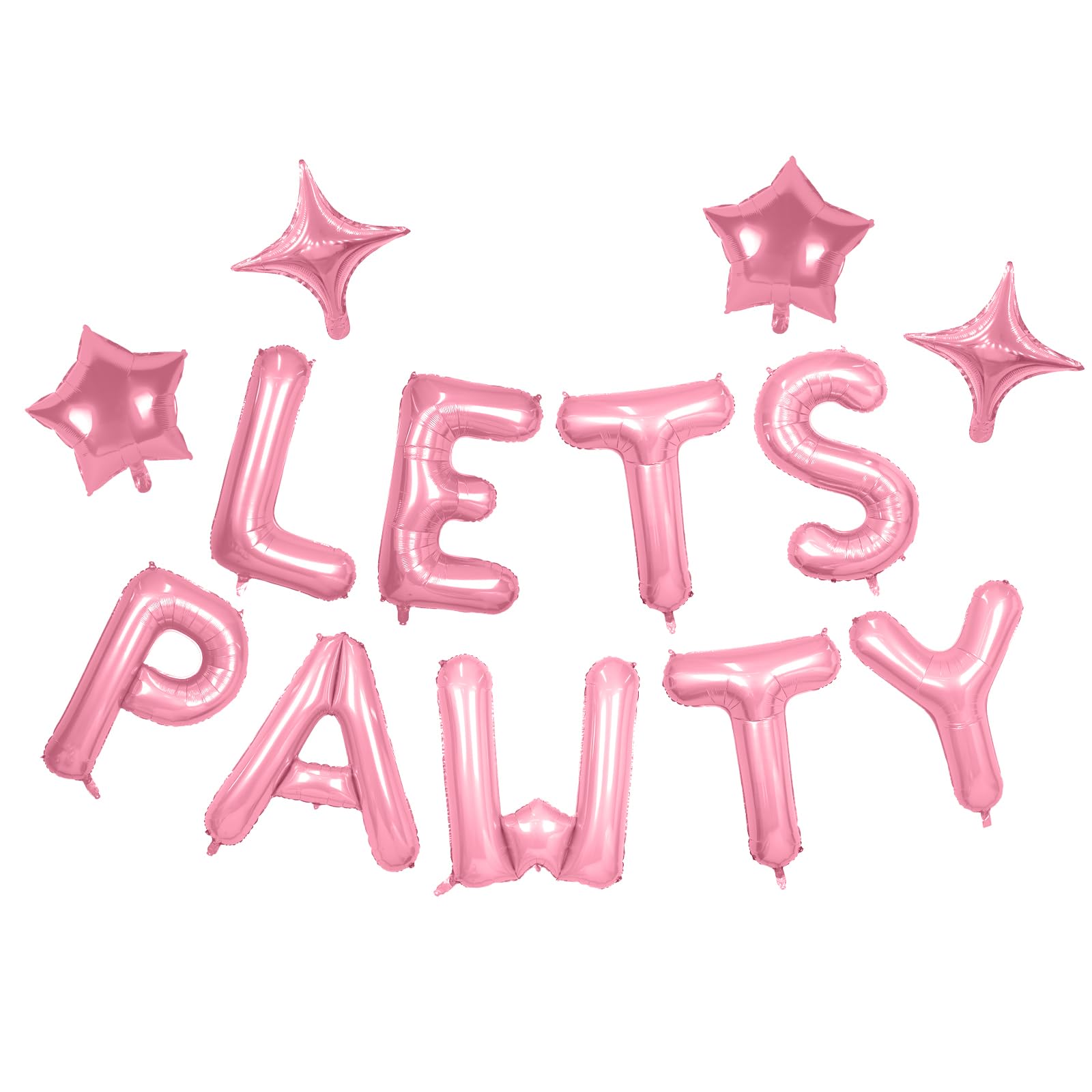 Lets Pawty Balloons Banner 16 Inch,Pink Dog Birthday Decorations with 4pcs 10 Inch Star Balloons,Paw Foil Letter Balloon for Dogs Paw Pet Puppy Theme