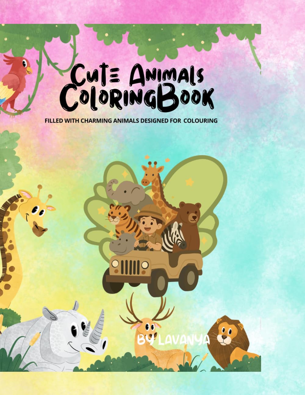 CUTE ANIMALS COLORING BOOK: Filled with charming animals designed for relaxing and fun coloring time.