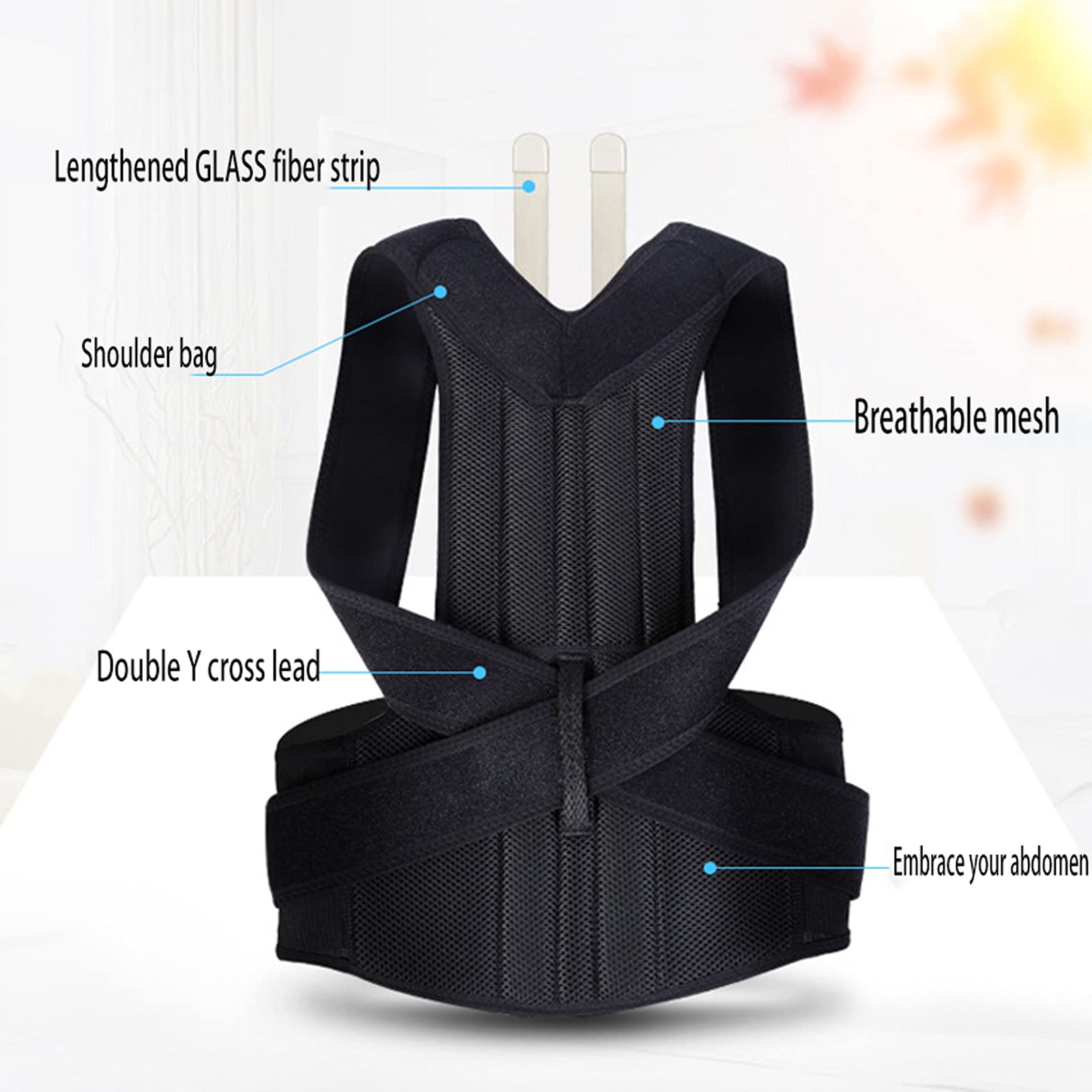 Corrector de Postura para Espalda para Mujeres y Hombres, Hilo de Red, Alivio del Dolor de Espalda Transpirable, Soporte Ajustable y Totalmente para la Cintura, Mejora y Soporte Lumbar, XL