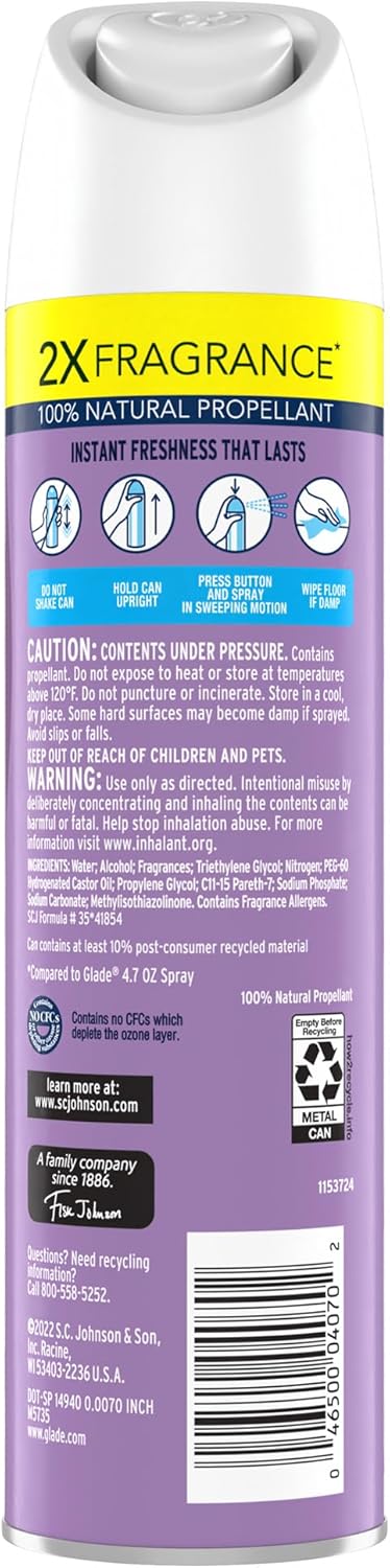 Glade Air Freshener Room Spray, Lavender & Vanilla, 8.3 oz, 6 Count