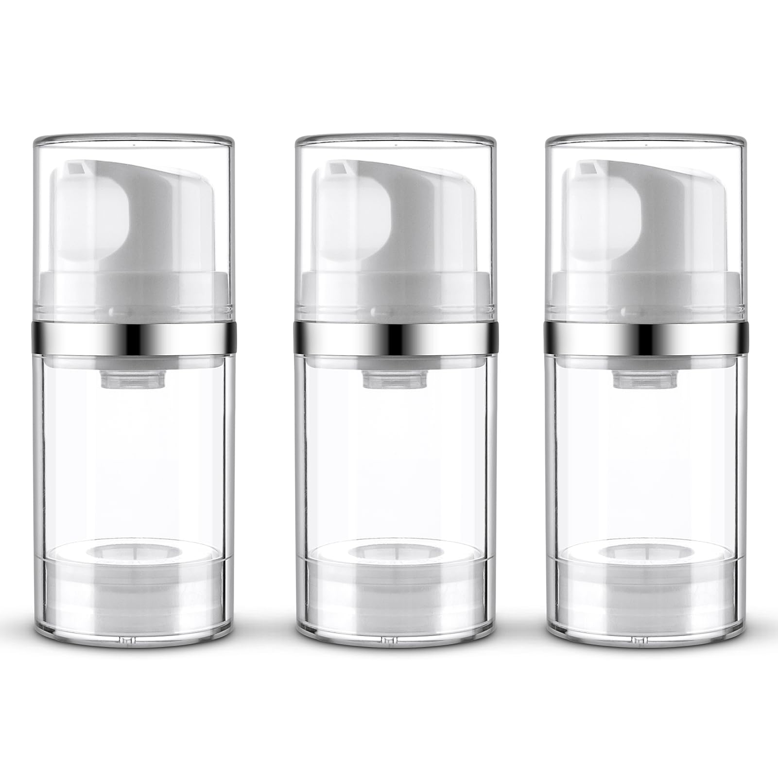 Cosywell Airless Pump Dispenser Bottles 3 Pack 1.7oz/50ml Empty Moisturizer Pump Dispenser Airless Cosmetic Pump Container Travel Pump Bottles for