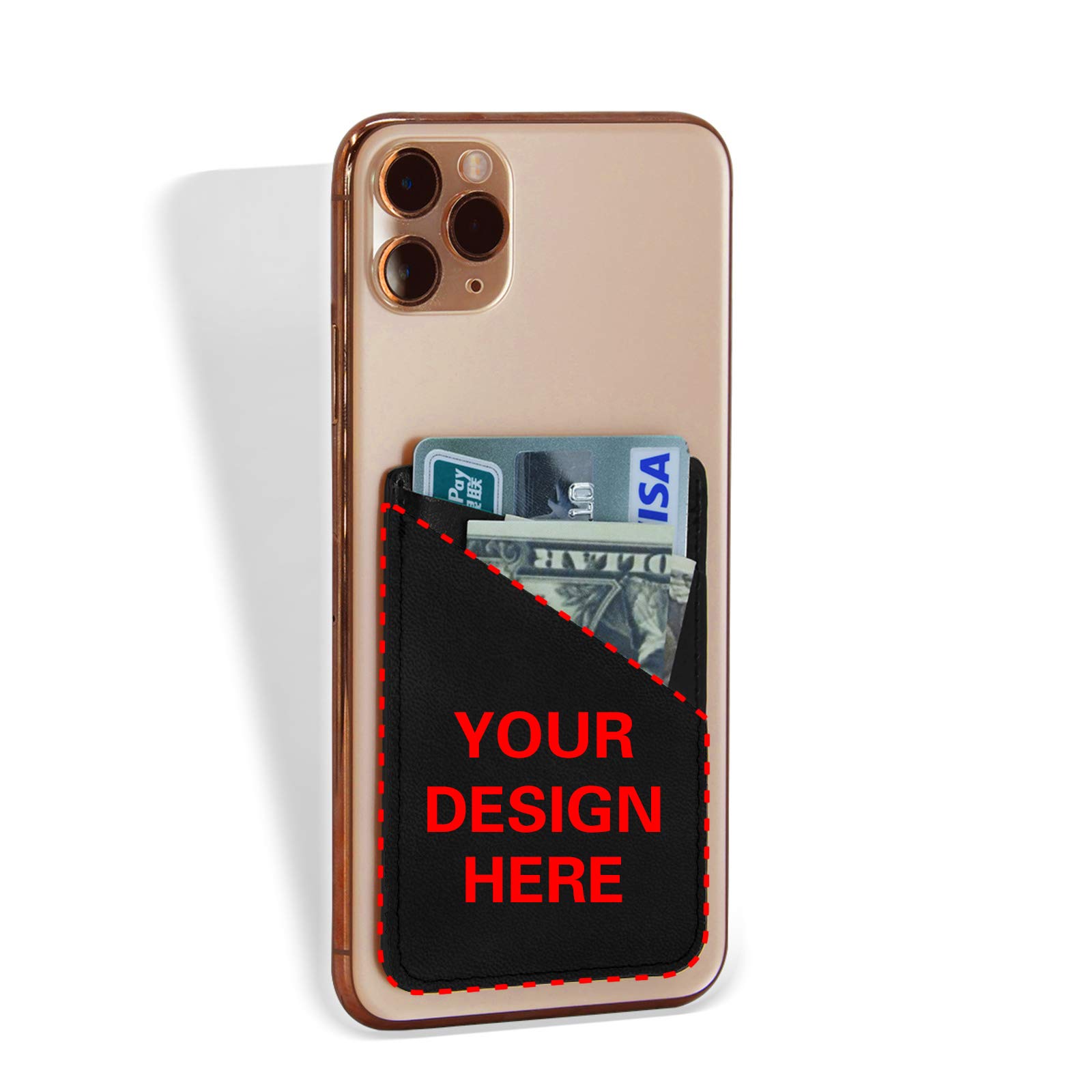 buxvhre Custom 100PCS Card Holder for Back of Phone Personalized Add Your Image Photo Text Cell Phone Credit Card Sleeves Stick on Pocket Wallet for