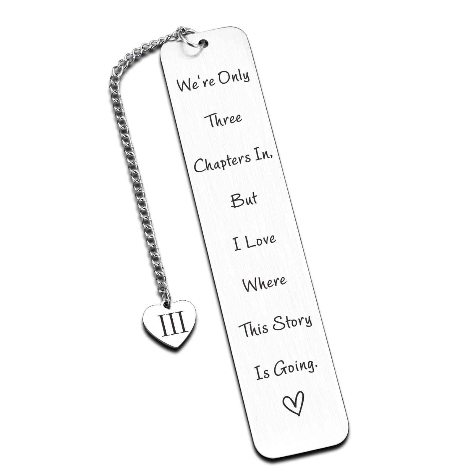 Trikalika 3 Year Anniversary Bookmark - Leather for Him Her Couple - Wedding Gifts for Husband Wife - Valentines Gifts for Couples - Silver Stainless