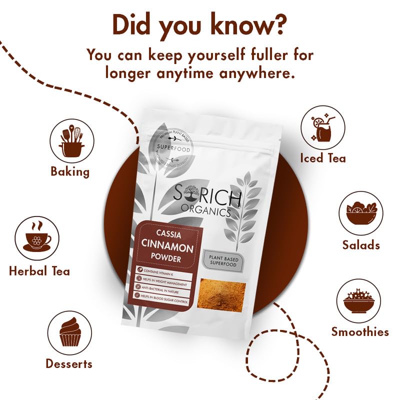 Image of Sorich Organics Cassia Cinnamon Powder 200gm | Cinnamon Powder | Dalchini Powder | Cassia Cinnamon Powder | Perfect for Baking, Cooking, Tea, Smoothies