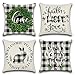 Hinleise Fundas de almohada con estampado de corona de cuadros, color negro y blanco, fundas de cojín cuadradas de lino, fundas de almohada para dormitorio, sala de estar, sofá, cama (4 unidades)