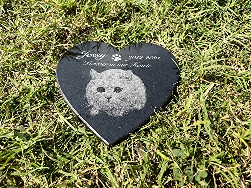 Image of ADFSTONE Heart Shaped Pet Memorial Stones Personalized Dog Remembrance Gifts, Customized Cat Picture Grieving Plaque, DIY Gravestone, Custom Sympathy Photo Gift, Animal Grave Markers