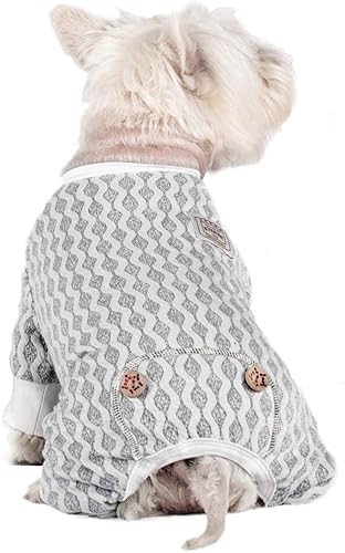 Miniatura 46 de KYEESE Dog Pajamas Soft Striped Pet Jumpsuit Lightweight Doggie Jammies 4 Legs Dog Clothes Stretchable Pajamas Breathable Cozy Outfit Comfortable