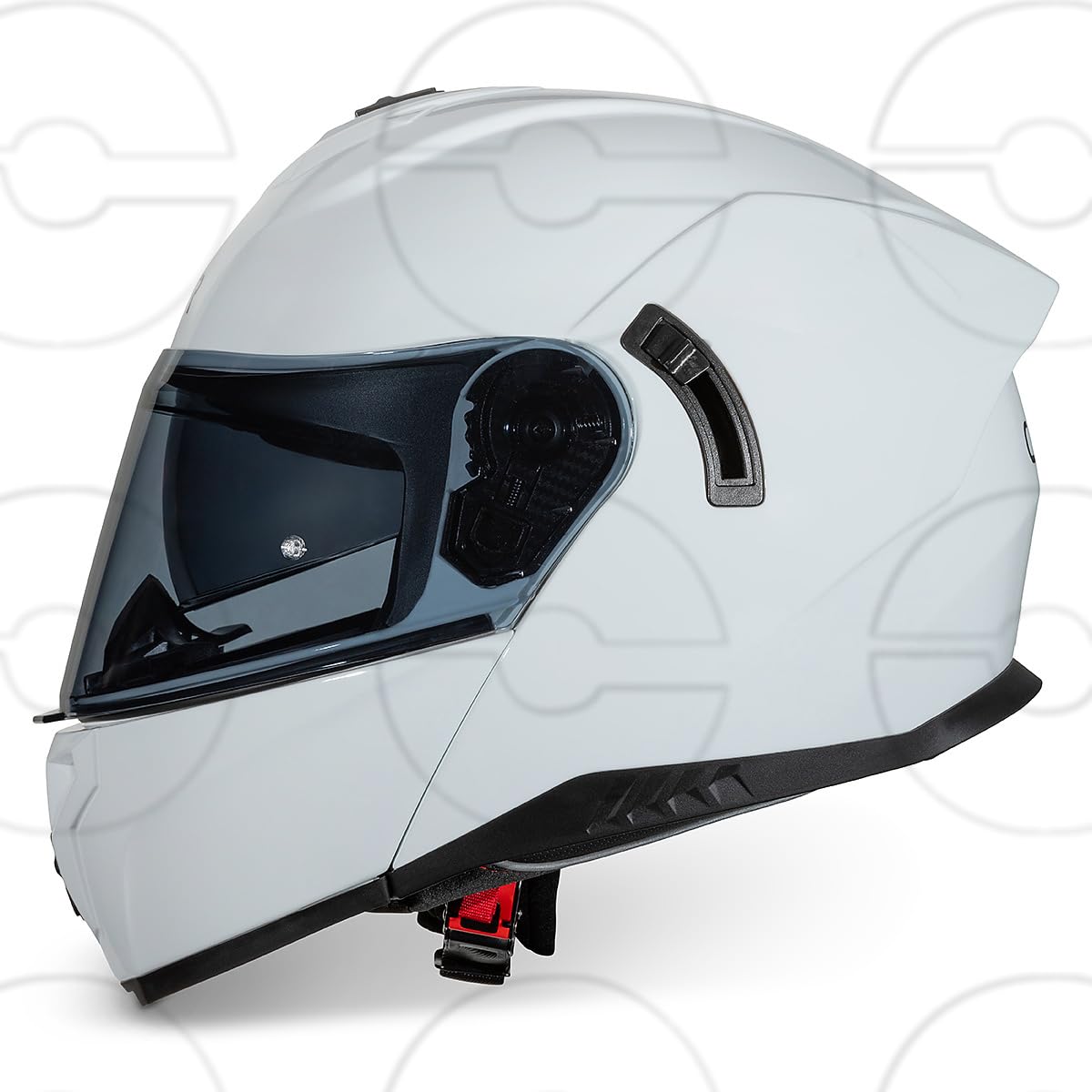 CRUIZER Casco Moto Scooter Modulare Bianco Lucido Doppia Visiera con Visiera aggiuntiva oscurata L