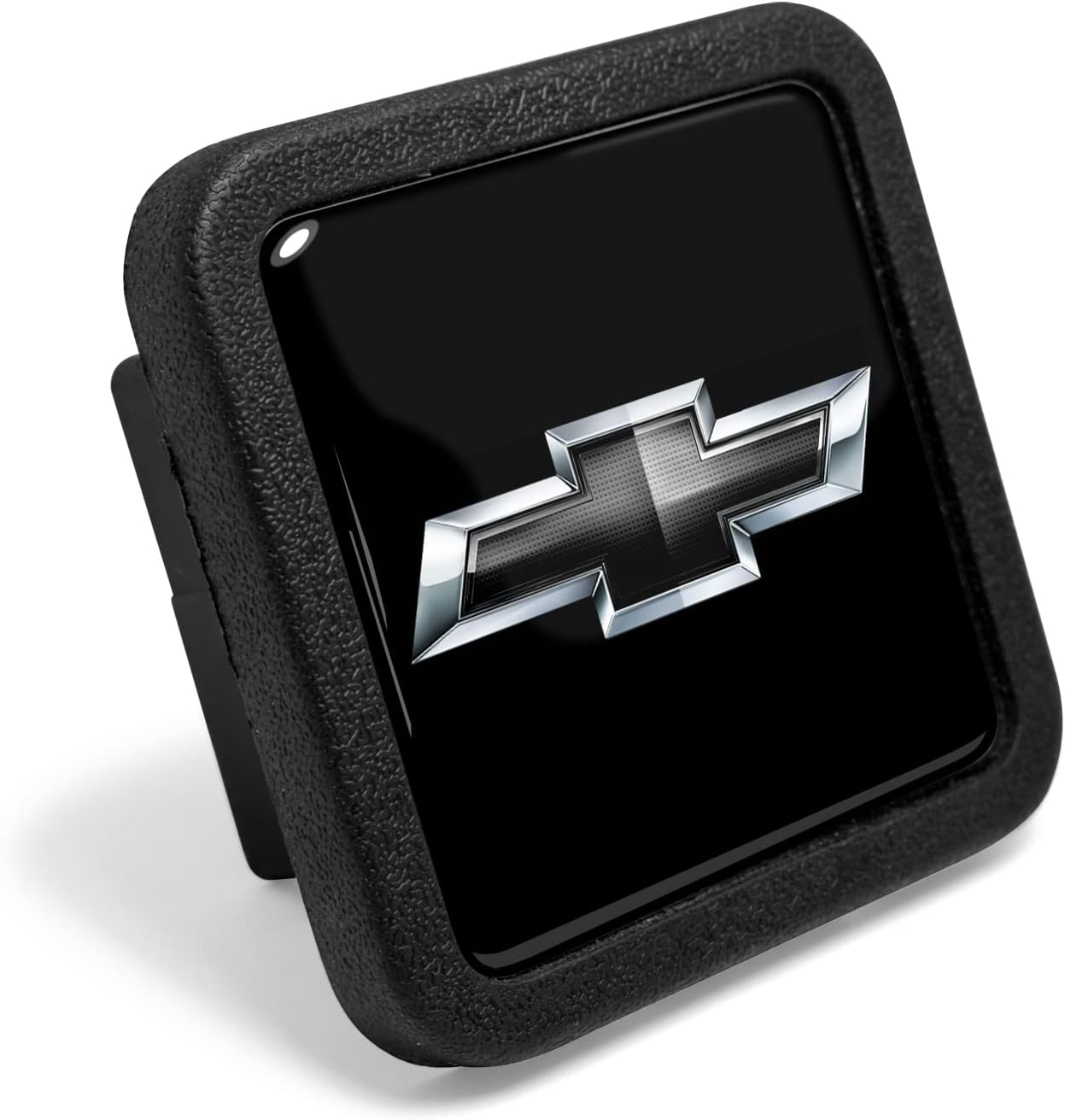 iPick Image for Chevrolet Black Logo Black Rubber Heavy-Duty 2" Trailer Tow Hitch Receiver Cover for Class 3 and Class 4 - Official Licensed