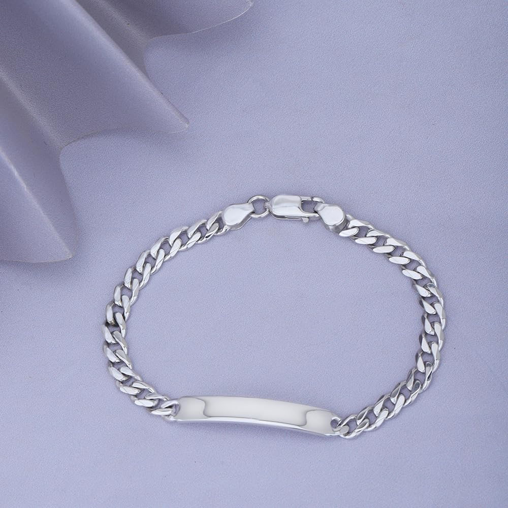 Vanbelle Sterling Silver Jewelry Rhodium Plated with 925 Stamp - Sterling Silver ID Bracelets with Lobester Lock for Men and Women - Classic Handmade ID Bracelet - Image 6